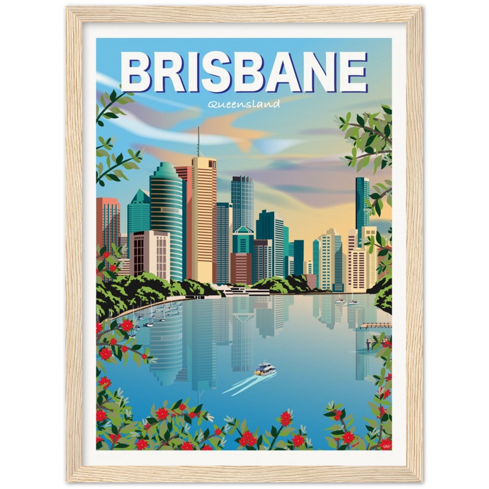 Brisbane Sky Travel Poster - Queensland, Australia