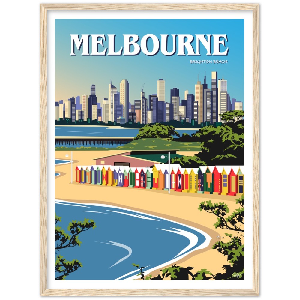 Melbourne - Brighton Beach - Travel Poster, Australia