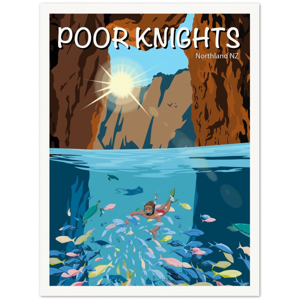 Poor Knights Travel Poster, New Zealand